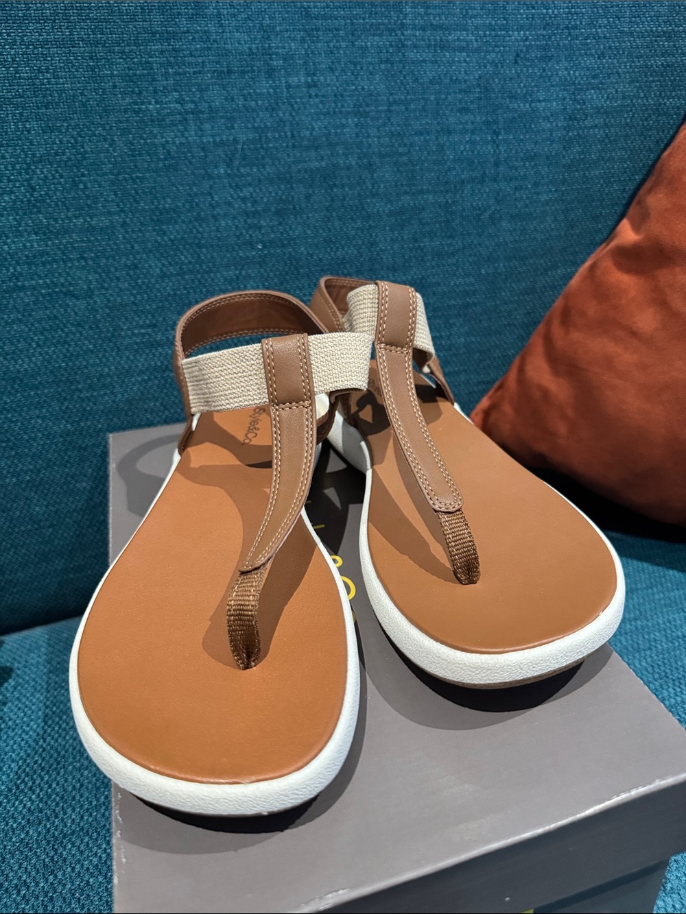 Style & Co. Tan Brown Thong Sandals with Elastic Back